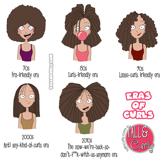 The different fashion styles and trends curly hair went through over the past decades by Tall N Curly