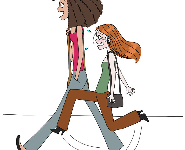 Walking with a tall friend